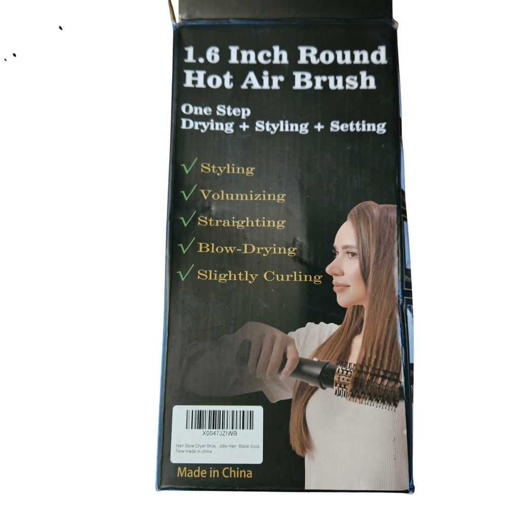 USBELFF 1.6 Inch Round Hot Air Brush HB-845 One Step Hair Dryer Volumizer Black